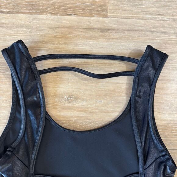 Koral Women's Size S Jet Jumpsuit Fitted Metallic Black Catsuit Open Back Yoga - Picture 5 of 5